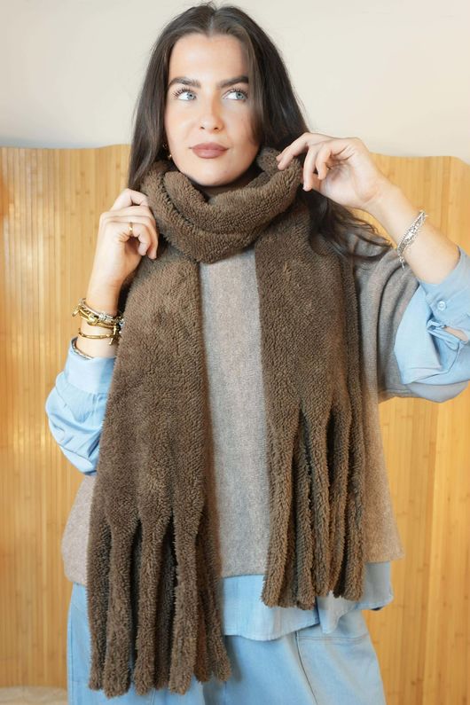 Teddy Slims Fleece Scarf Choc Chip /39 **